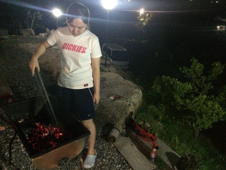 바베큐 파티후 고구마 구워먹기
